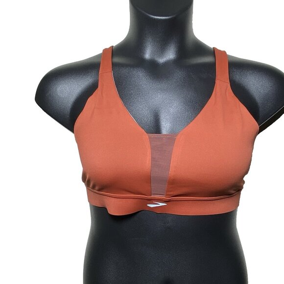 Brooks Sz XXL Drive Plunge Run Sports Bra Copper Run Raisin Ice Blue Compressive - Picture 9 of 9